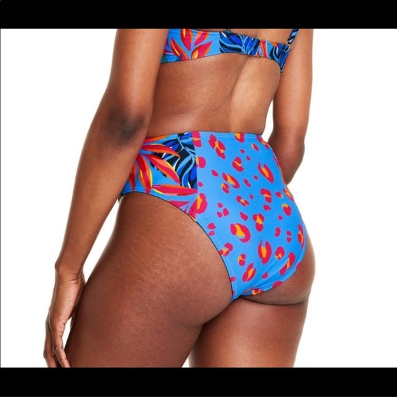 Tabitha Brown Tropical Leopard Print High Cut Bikini Bottoms Large - Picture 4 of 8